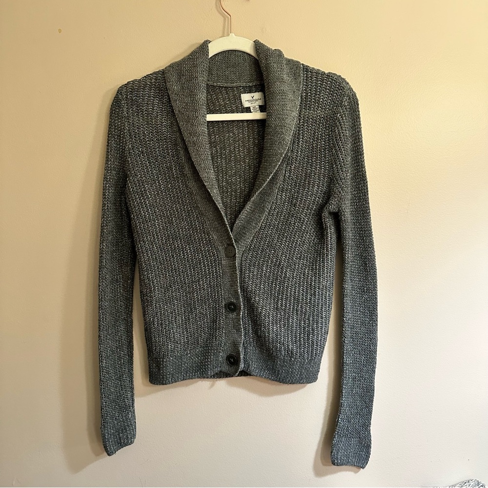 American Eagle Outfitters Charcoal Cardigan Size Small Petite